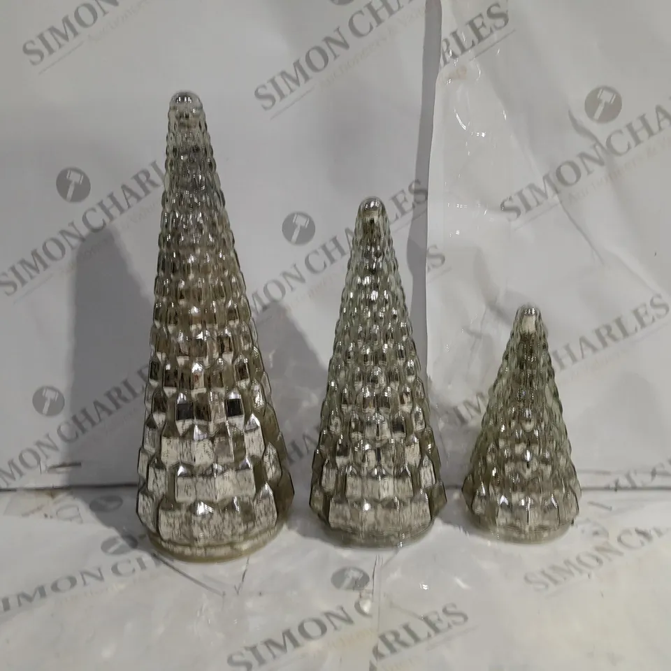 BOXED ALISON CORK SET OF MERCURY GLASS TREES