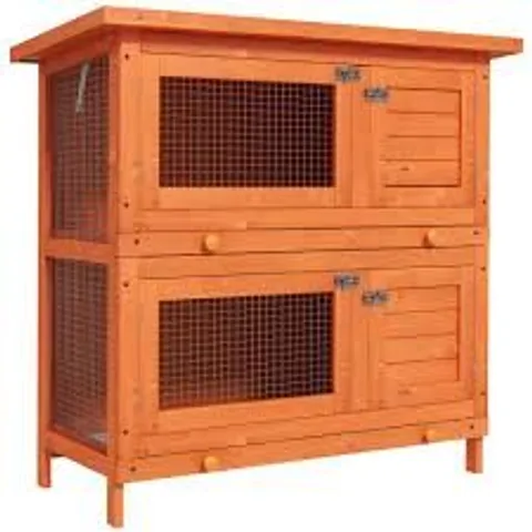 BOXED PAWHUT 2-TIER DOUBLE DECKER WOODEN RABBIT HUTCH (1 BOX)