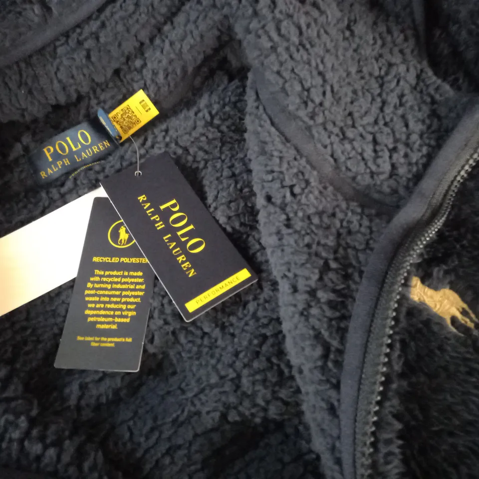POLO RALPH LAUREN FLEECY NAVY ZIP THROUGH HOODIE - XL