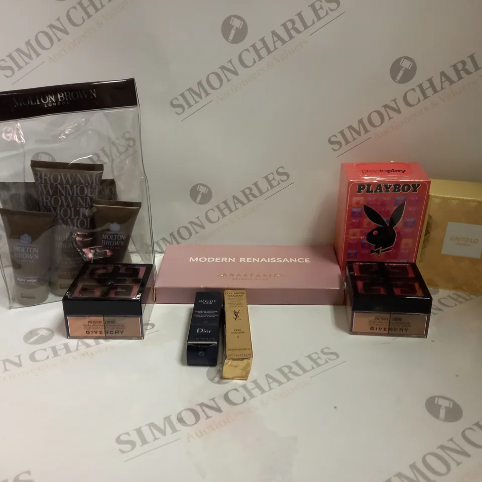 BOX OF APPROX 10 ASSORTED BEAUTY ITEMS TO INCLUDE MOLTON BROWN,  DIOR AND GIVENCHY 