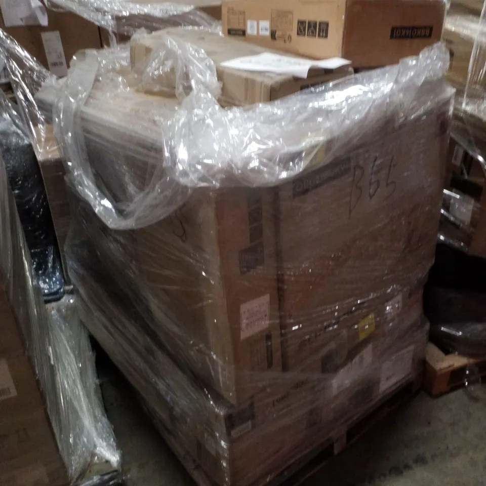 PALLET CONTAINING ASSORTED PRODUCTS INCLUDING OFFICE CHAIR, SHELVING UNITS, WASHBASIN CABINET & FILE CABINET