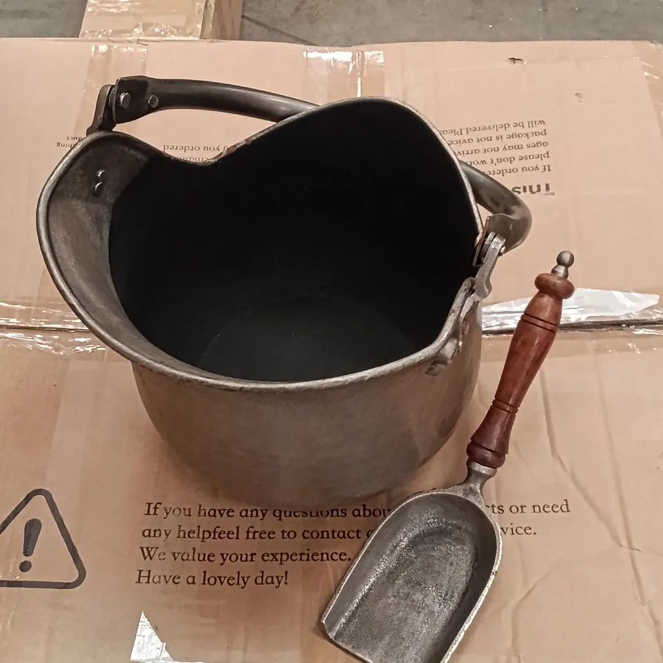 BOXED METAL AND PEWTER ASH BUCKET (1 BOX)