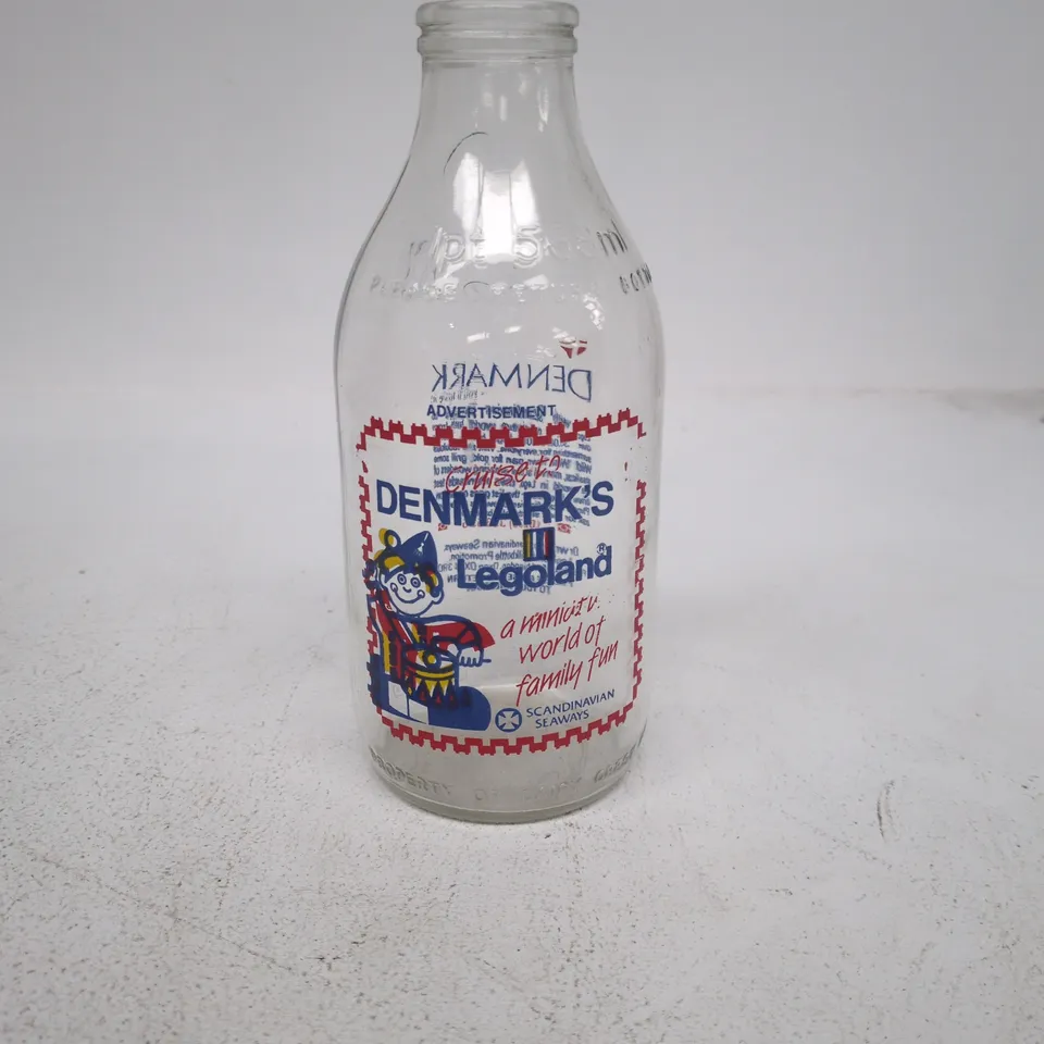 LOT OF APPROXIMATELY 16 "CRUISE TO DENMARK'S LEGOLAND" 568ML GLASS BOTTLES
