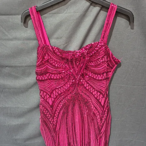 DAISY SHOCK SEQUIN SPLIT MINI DRESS IN PINK SIZE XL