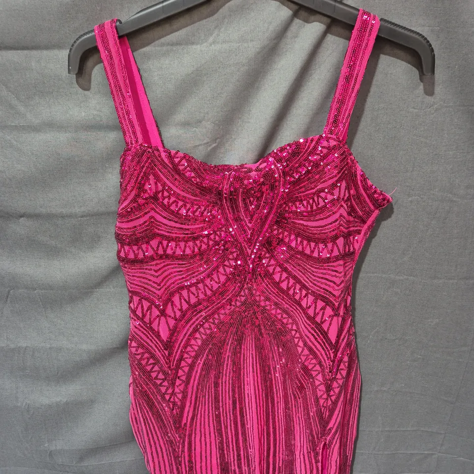DAISY SHOCK SEQUIN SPLIT MINI DRESS IN PINK SIZE XL