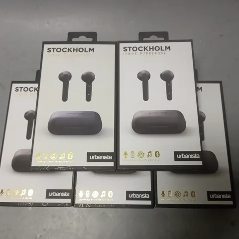 LOT OF 5 BOXED URBANISTA STOCKHOLM TRUE WIRELESS EARPHONES