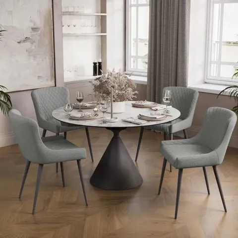 BOXED INDUS VALLEY CAMDEN 4-6 SEATER CONICAL CERAMIC DINING TABLE (2 BOXES)