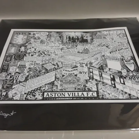 RICHARD ARGENT HISTORY OF ASTON VILLA CARTOON FRAMED PRINT 