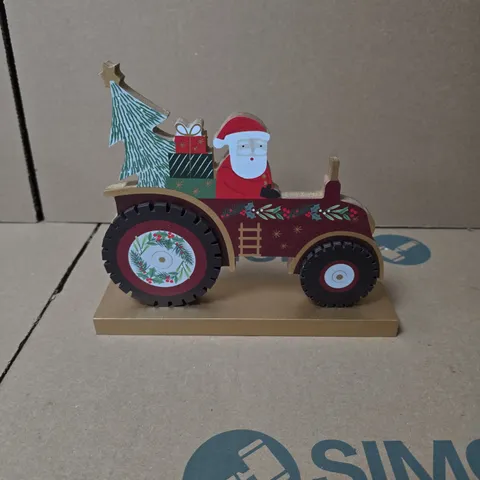 BOX OF 6 GISELA GRAHAM WOODEN FATHER CHRISTMAS ORNAMENTS