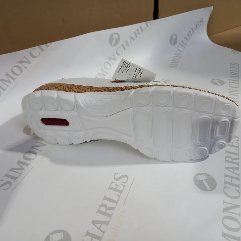RIEKER RAINBOW STRIPE WHITE TRAINER SIZE 6