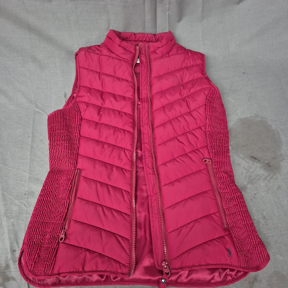 JOULES GILET ZIP UP VEST IN CRIMSON SIZE 12