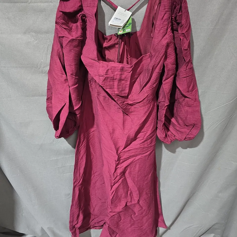 NOBODYS CHILD LOREDANA MIDI DRESS IN BURGUNDY - UK 10