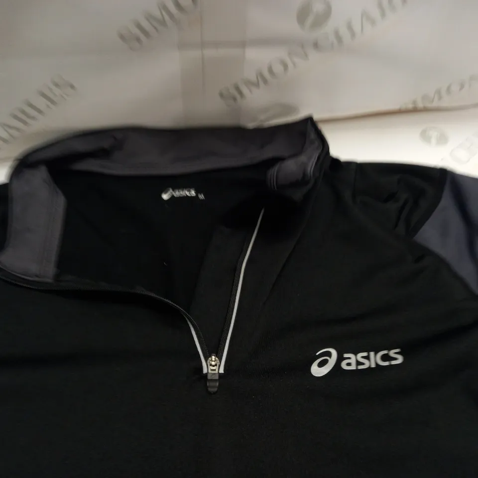 ASICS 1/4 ZIP BLACK LONG SLEEVE TOP - M