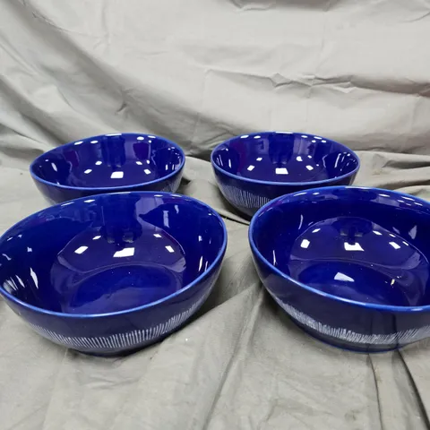 4 X SERAX SWIRL STRIPE BOWLS IN BLUE