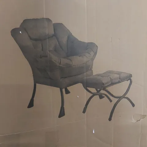 BOXED ARMCHAIR WITH FOOTREST - BLUE