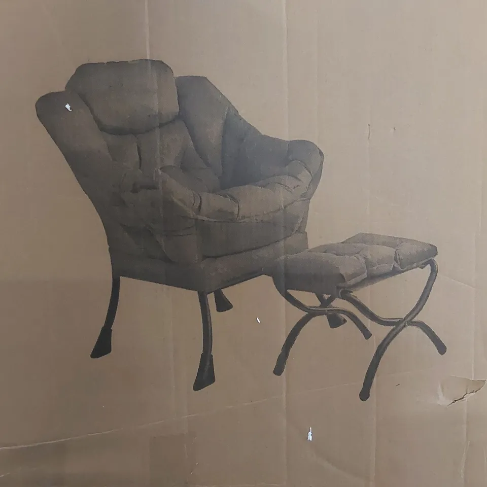 BOXED ARMCHAIR WITH FOOTREST - BLUE