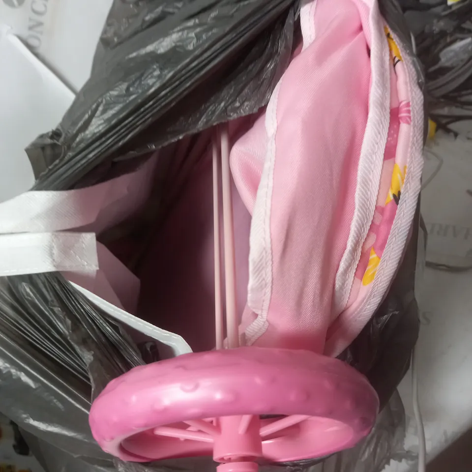 JUNIOR DOLL PRAM AND BAG PINK  RRP £29.99