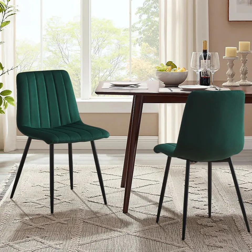 BOXED PAIR OF TWO CUMMER GREEN DINING CHAIRS