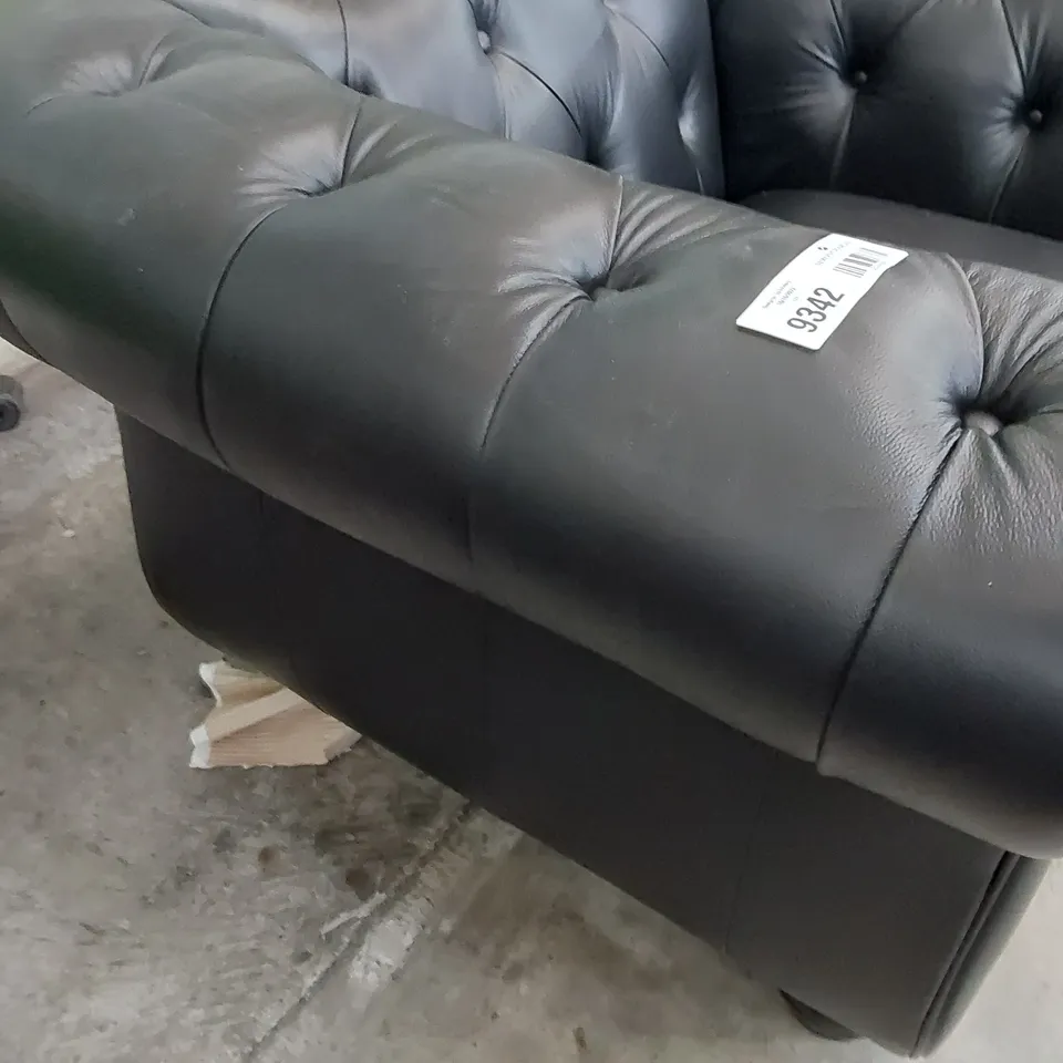 DESIGNER CHESTERFIELD EASY CHAIR BLACK LEATHER 