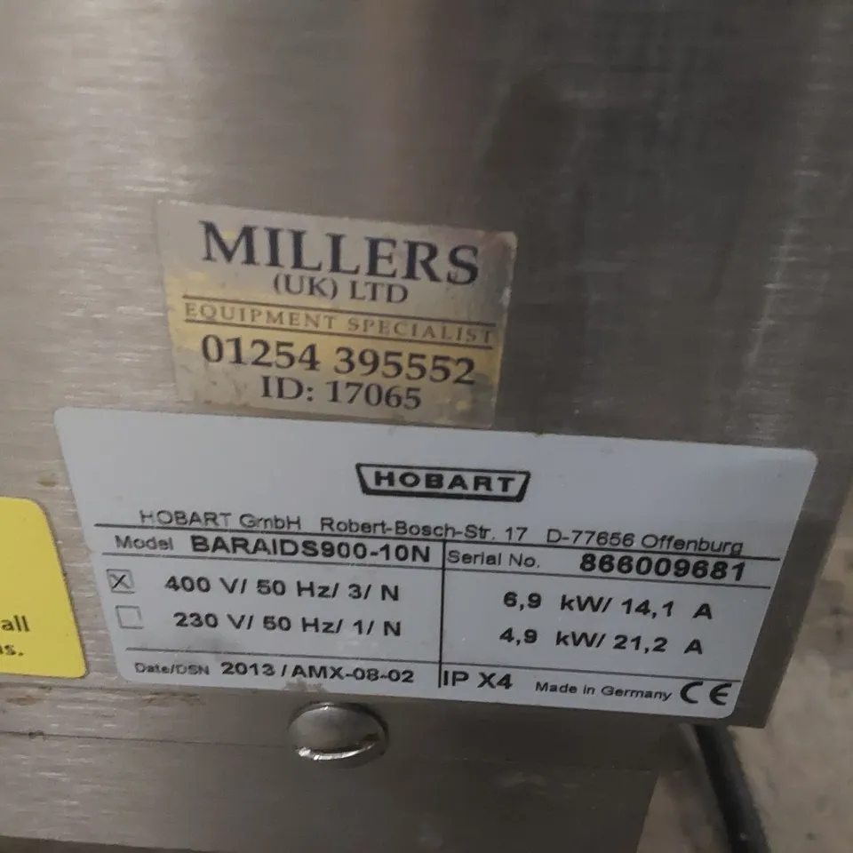 HOBART BARAIDS900-10N BAR AID COMMERCIAL HOOD DISHWASHER