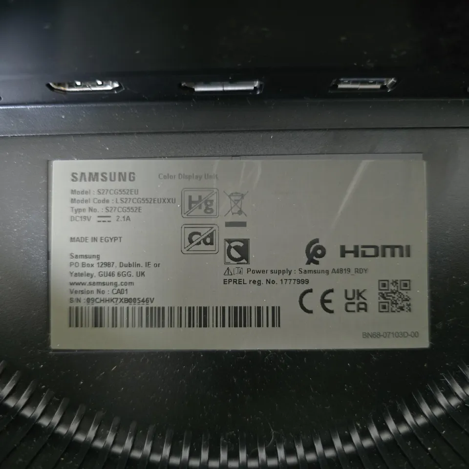 SAMSUNG ODYSSEY G5 27-INCH GAMING MONITOR (MODEL S27CG552EU)