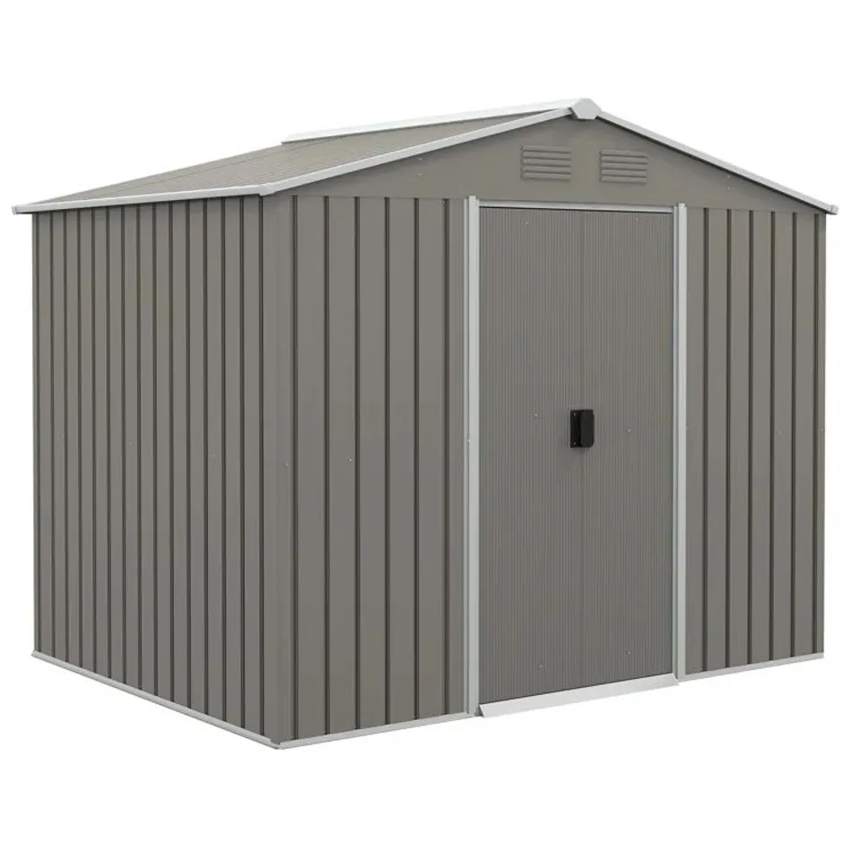 BOXED BRENSON 8FT W X 6FT D GALVANISED GARDEN SHED (2 BOXES)