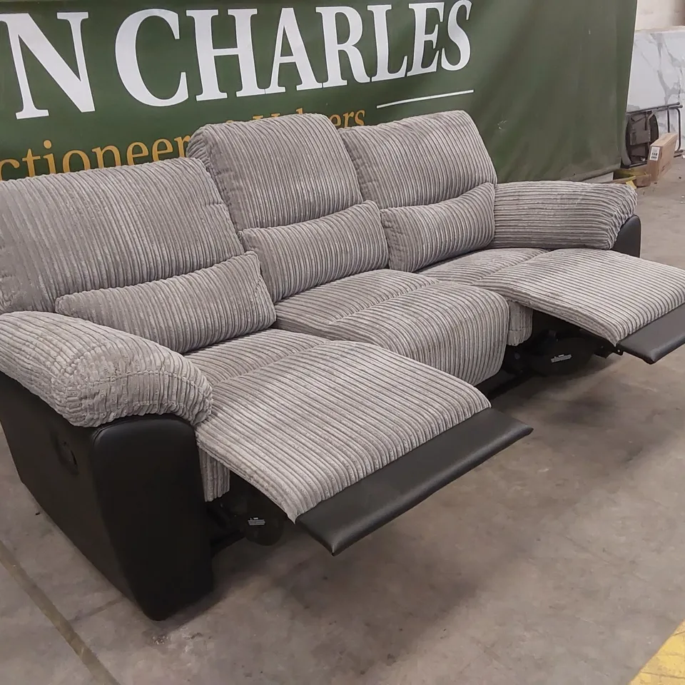 SIENNA FABRIC/FAUX LEATHER HIGH BACK 3 SEATER RECLINER SOFA RRP £849