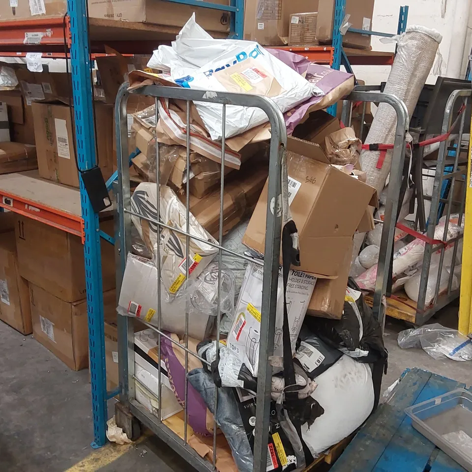 CAGE OF ASSORTED CONSUMER PRODUCTS/FURNITURE PARTS (CAGE NOT INCLUDED)