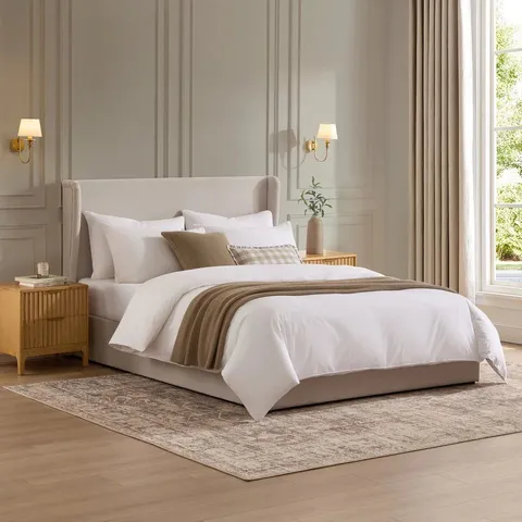 BOXED DUSK BERKELEY OTTOMAN STORAGE BED - NATURAL // SIZE: 4FT6 DOUBLE (2 BOXES)