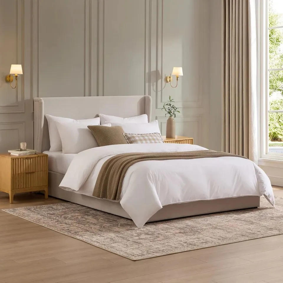 BOXED DUSK BERKELEY OTTOMAN STORAGE BED - NATURAL // SIZE: 4FT6 DOUBLE (2 BOXES)