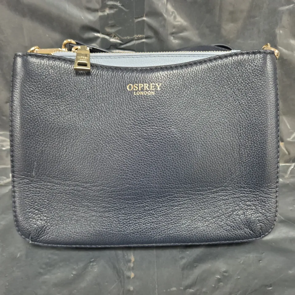 OSPREY LONDON CHICHESTER LEATHER CROSSBODY BAG IN NAVY
