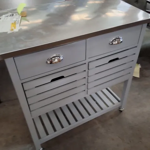 REALES 86CM STAINLESS STEEL TOP KITCHEN ISLAND ON WHEELS