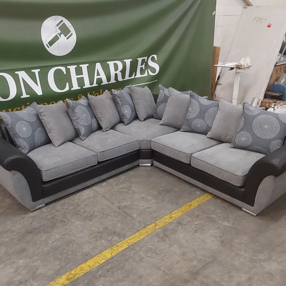 DANUBE FABRIC/FAUX LEATHER CORNER GROUP SOFA RRP £1199