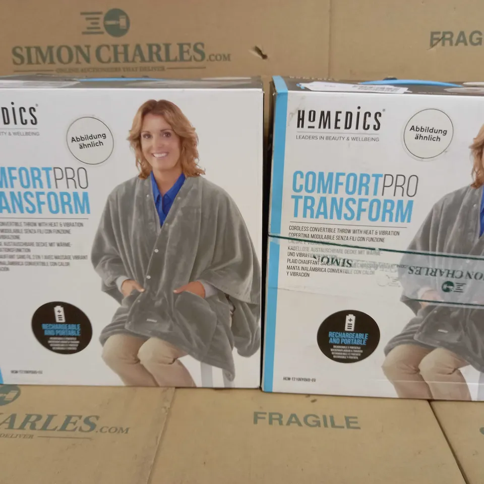 TWO HOMEDICS COMFORT PRO CORDLESS HEATED THROW