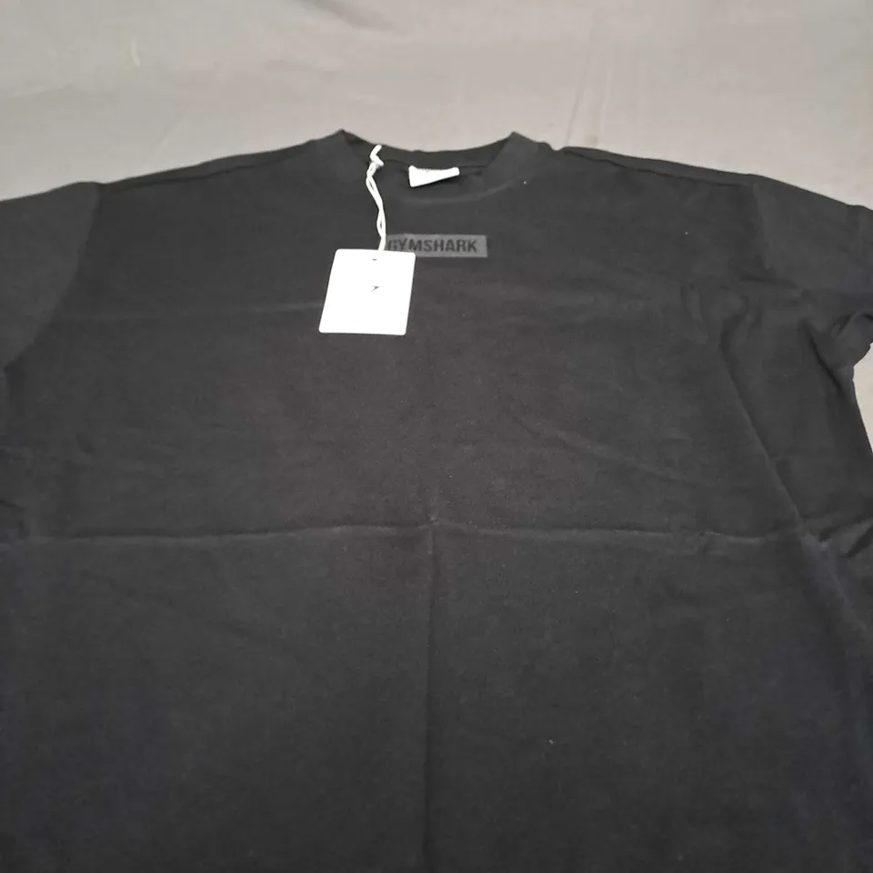 GYMSHARK BLACK OVERSIZED T-SHIRT - XS