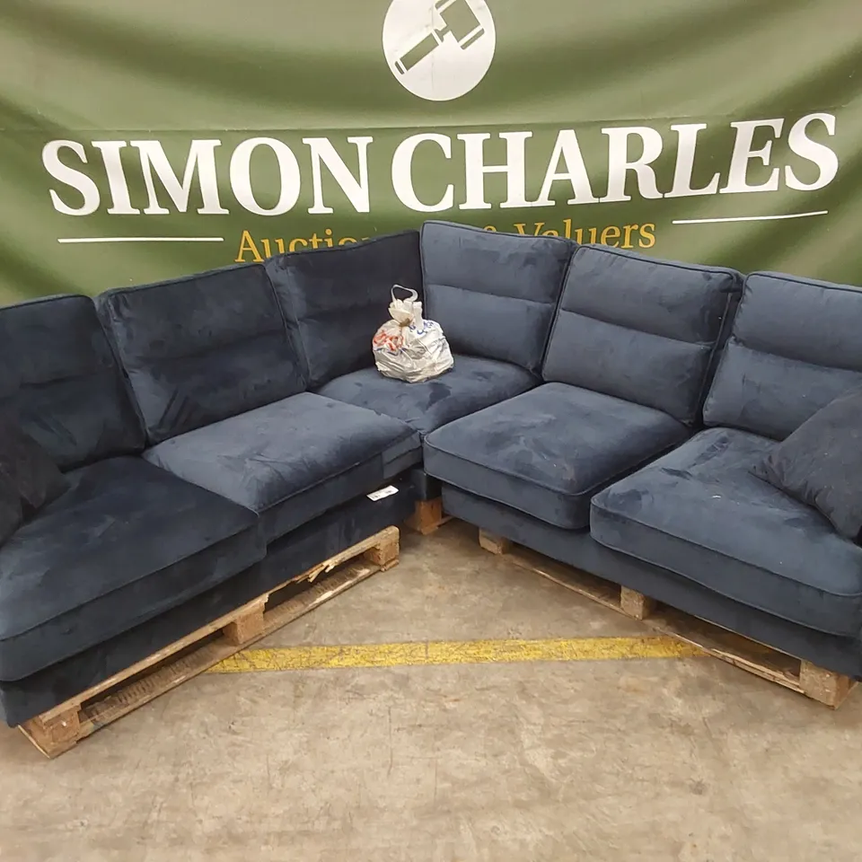 VICTORIA FABRIC CORNER GROUP SOFA - NAVY RRP £1249