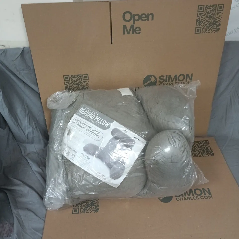 HOMESMART LUXURY SOFT READING PILLOW WITH DETACHABLE NECK ROLL – GREY