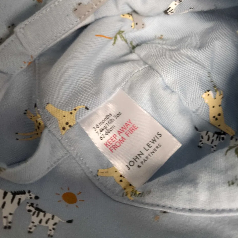 JOHN LEWIS & PARTNERS BABY HAT – LIGHT BLUE WITH ANIMAL PRINT