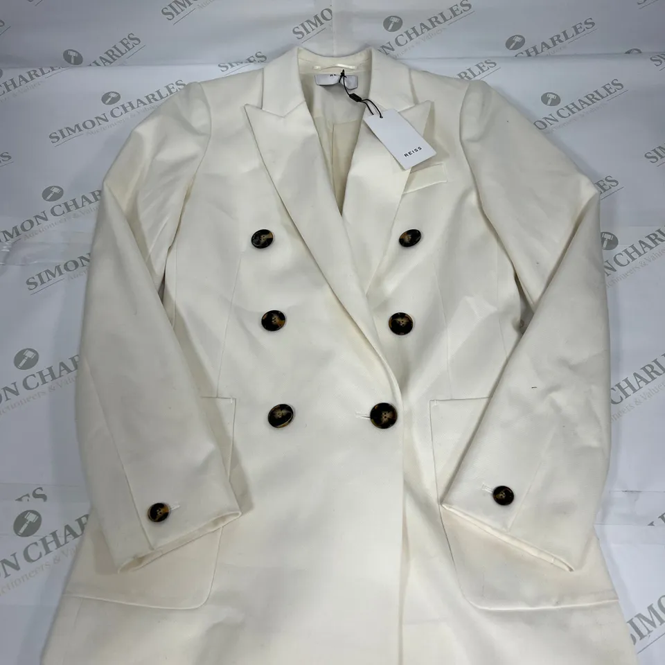 REISS ASTRID DOUBLE BUTTONED SMART BLAZER IN IVORY SIZE 12