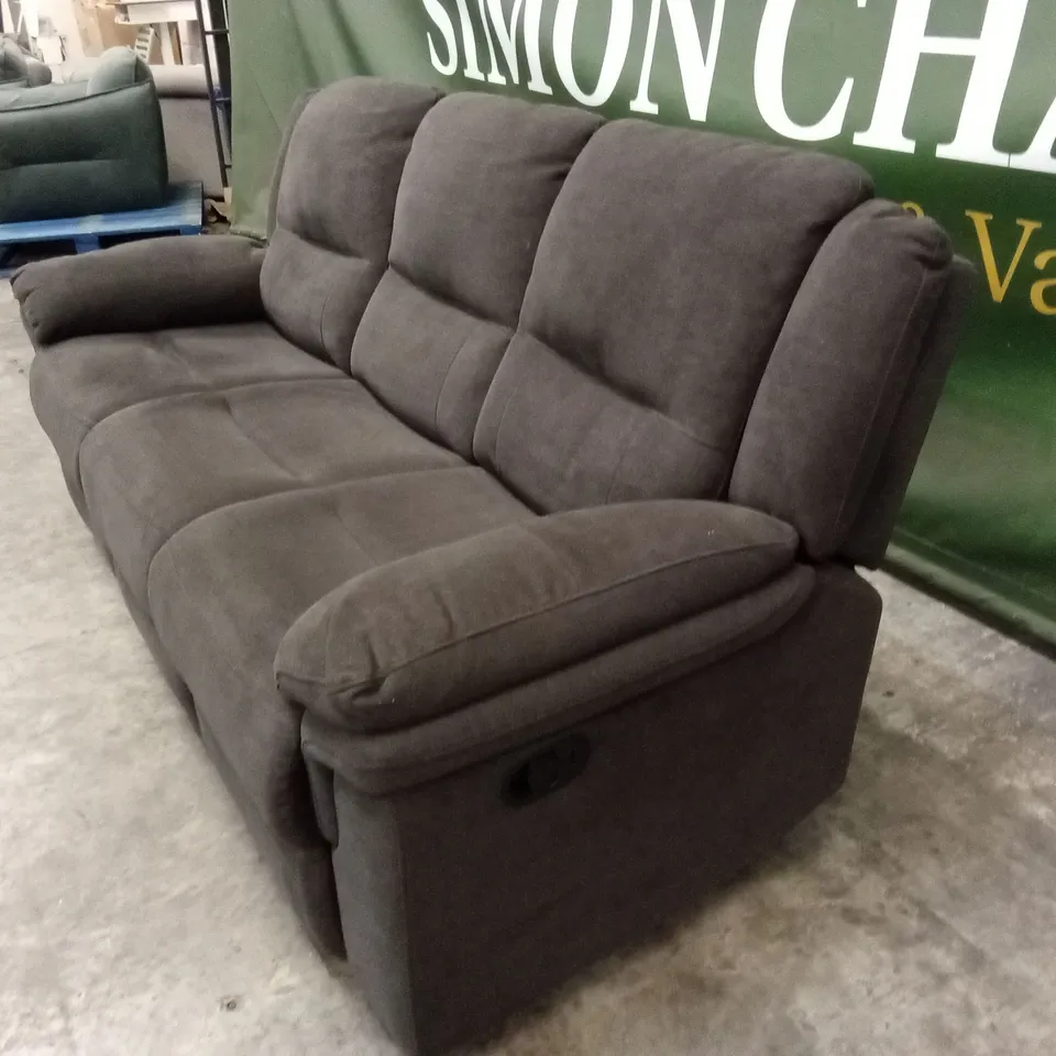 ALBION FABRIC 3 SEATER HIGH BACK MANUAL RECLINER SOFA - CHARCOAL 