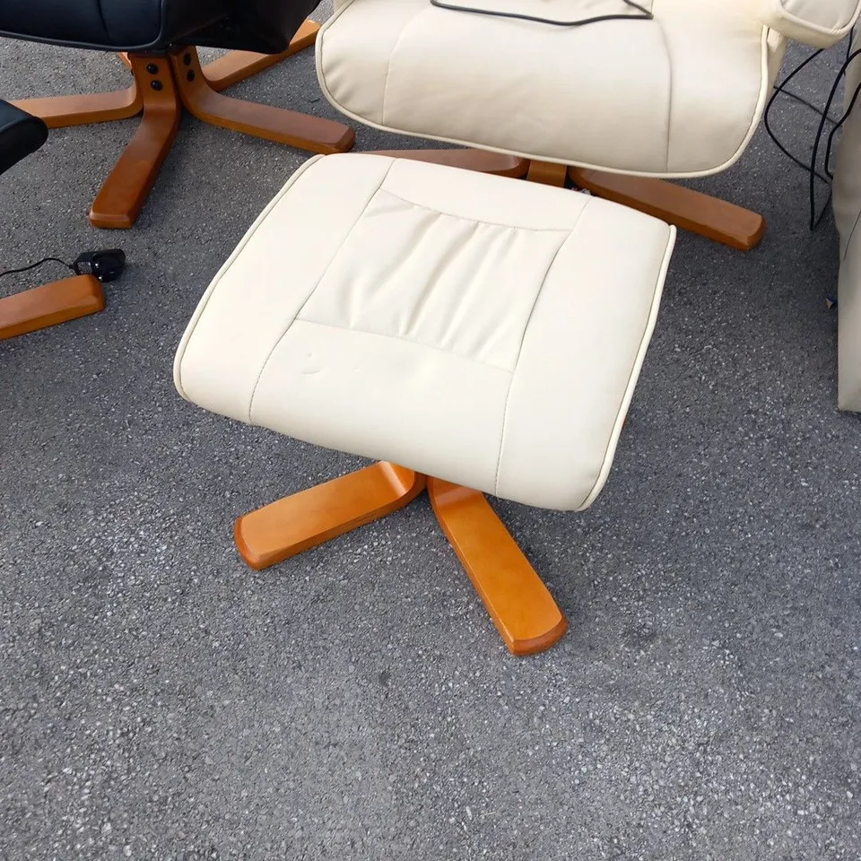 DESIGNER DURHAM CREAM SWIVEL CHAIR WITH FOOTSTOOL
