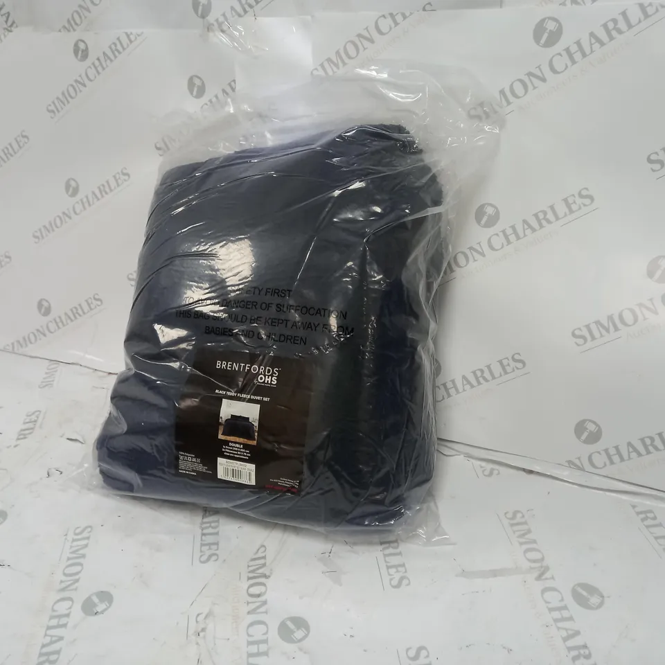 BRENTFORDS OHS BLACK TEDDY FLEECE DUVET SET - DOUBLE 