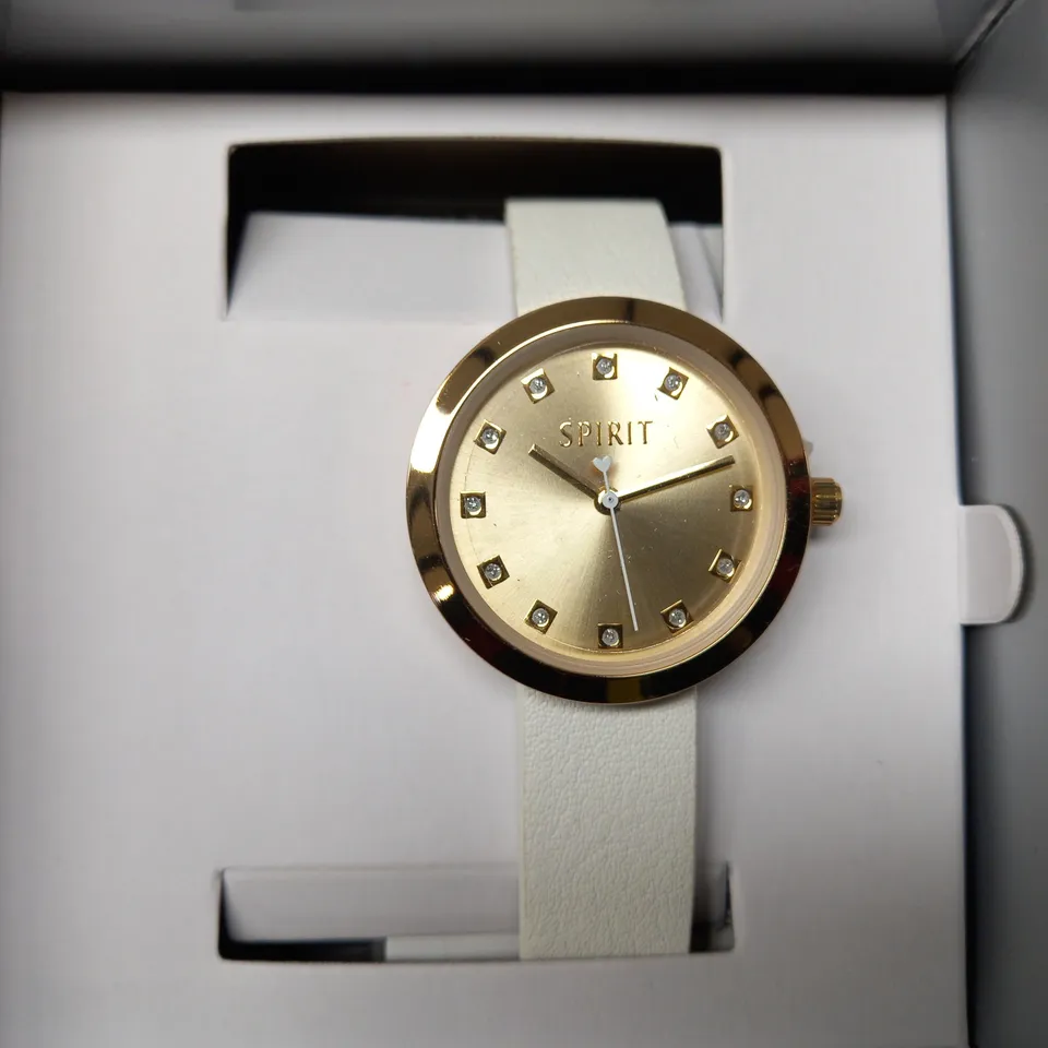 BOXED SPIRIT GOLD EFFECT WATCH W. WHITE STRAP
