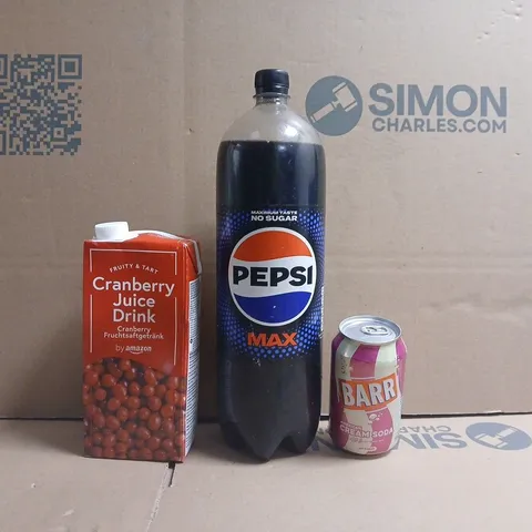 APPROXIMATELY 5 ASSORTED FOOD AND DRINK ITEMS TO INCLUDE PEPSI MAX, CRANBERRY JUICE, ETC