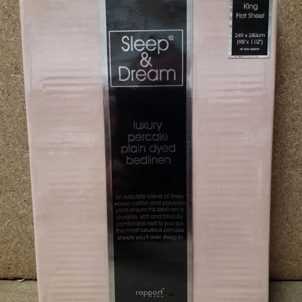 BRAND NEW SLEEP&DREAM LUXURY PERCALE PLAIN DYED BED LINEN (KING FLAT SHEET)