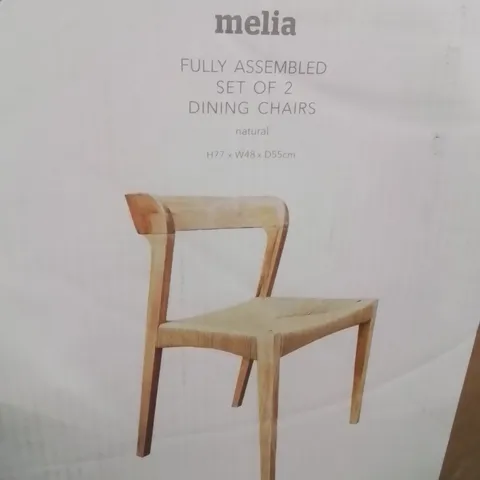 BOXED MELIA SET OF 2 DINING CHAIRS -NATURAL-