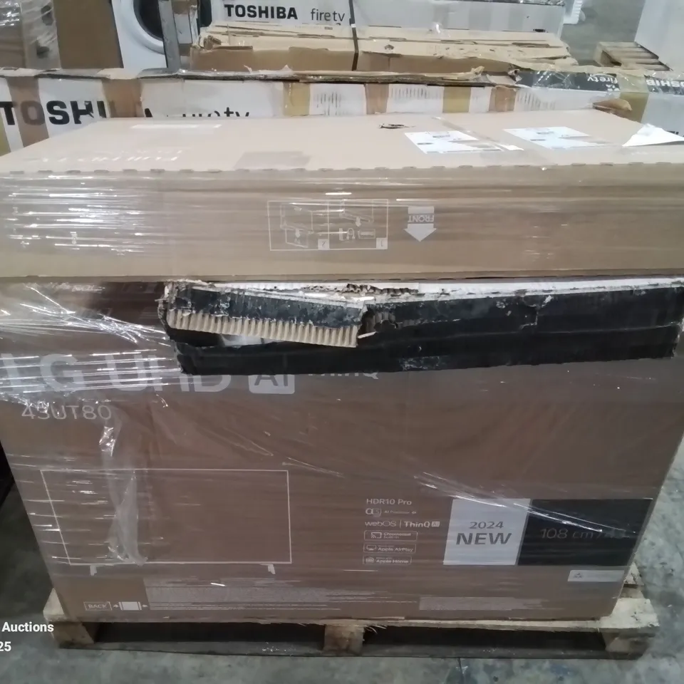 PALLET CONTAINING 7 ASSORTED TVS TO INCLUDE LG AND SAMSUNG