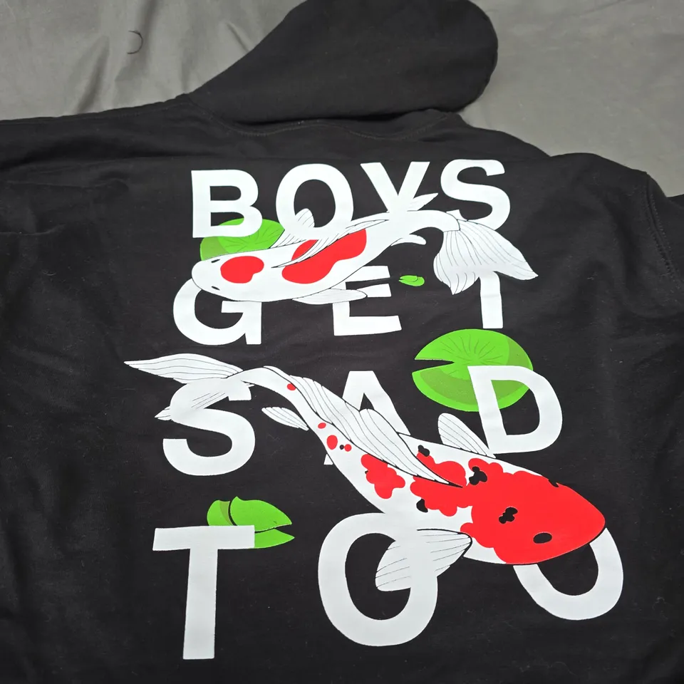 BOYS GET SAD TOO BLACK HOODIE SIZE S 