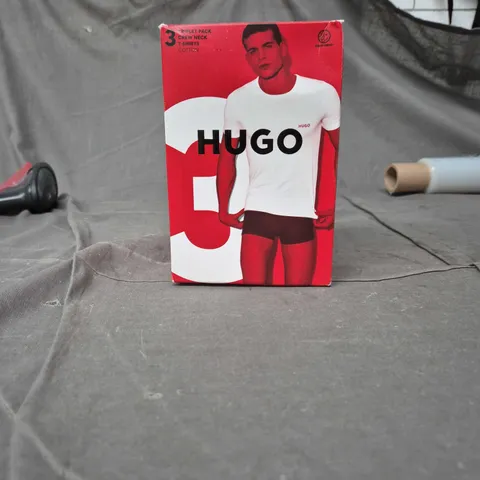 HUGO TRIPLET PACK 3 CREW NECK T-SHIRTS - COTTON, REGULAR FIT (MEN'S SIZE L