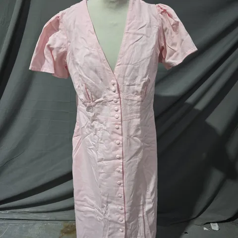 NOBODY'S CHILD DENIM ROSIE MIDI DRESS IN PINK SIZE UK 14